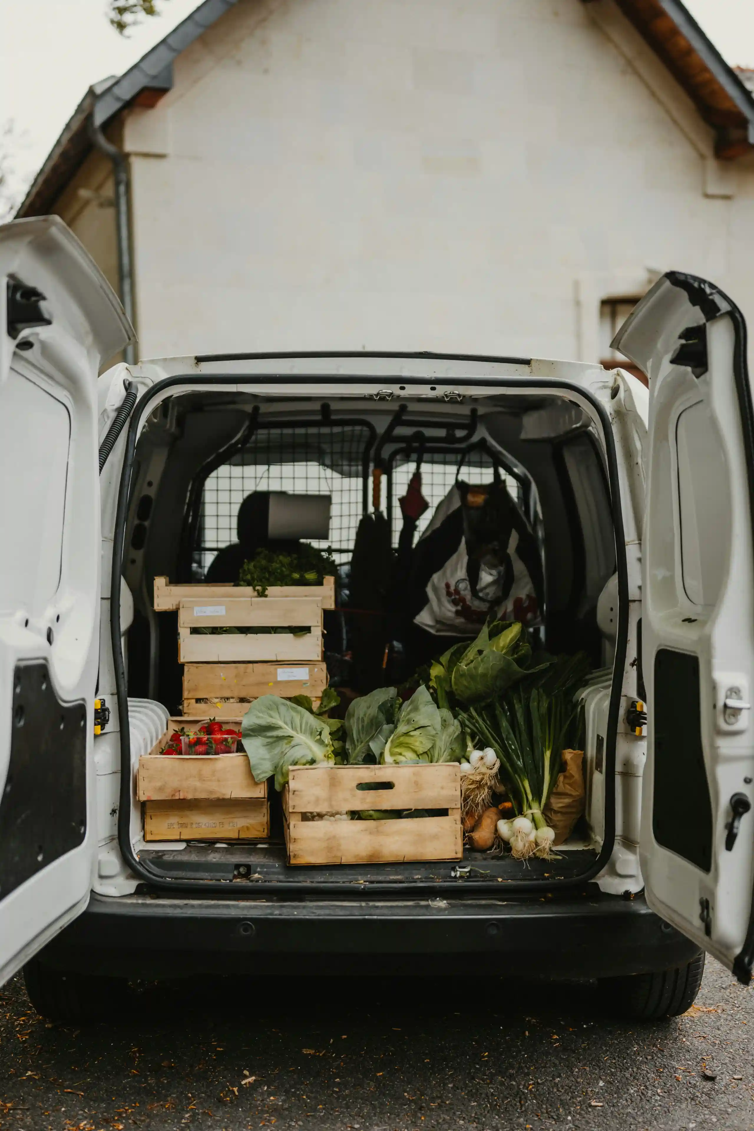 Farm delivery van on rural road