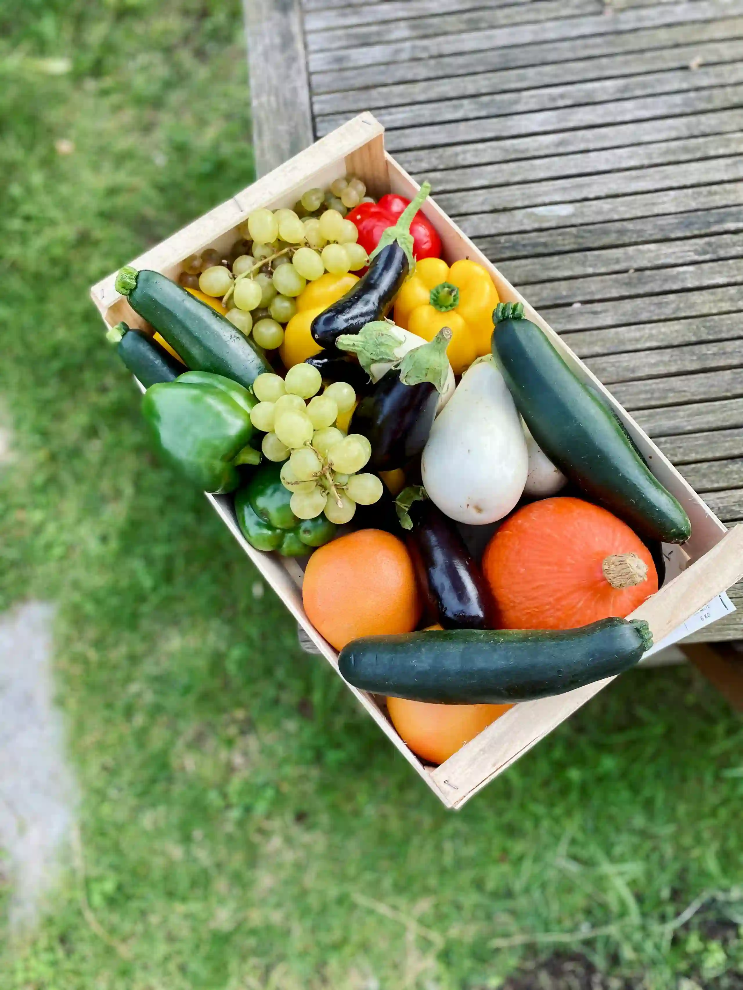 CSA subscription box packed with fresh produce